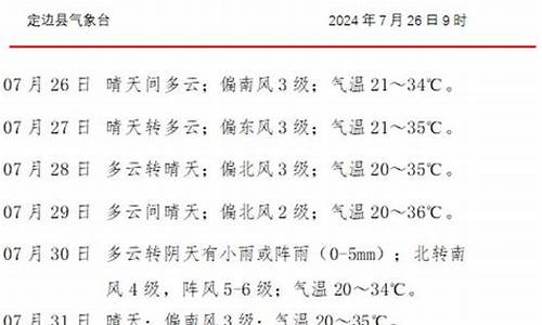 定边县天气预报15天查询表_定边一周天气预报查询